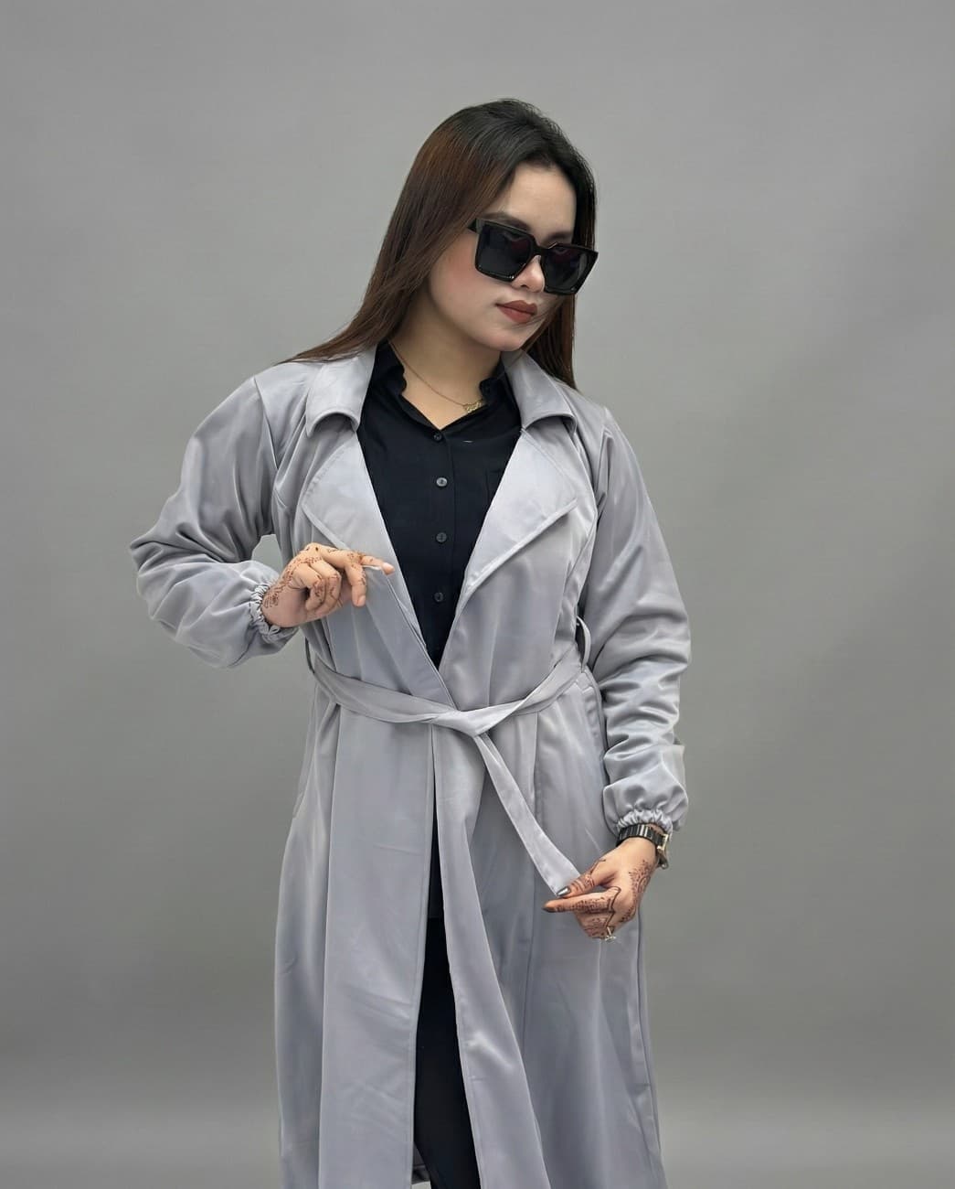 শিক বেল্ট পকেট ওভারকোট স্টেইনলেস স্টিল